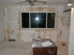 The master bedroom wallpaper put up a fight coming off, so we had a lot of patching to do in this room.